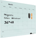 Magnetic Glass Dry Erase Board Calendar- White Board 48 x 36 Inch Wall Mounted by Unknown