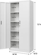 TaskStorz Storage Cabinet, 72 Inch Tall Metal Storage Cabinet - Image 3