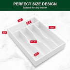 Bellsal White Utensil Organizer 10 Inch Silverware Tray - Image 3