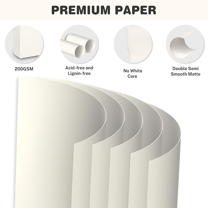Cream Cardstock 8.5 X 11, 80 Sheets Card Stock, 75lb/ 200gsm Copy Paper - Image 3