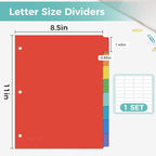 SUNEE 8 Tab Binder Dividers, Plastic Dividers - Image 2
