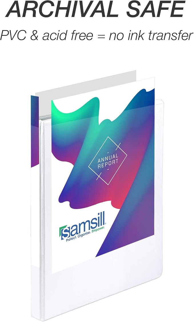Samsill Durable .5 Inch Binder, Made in the USA, Round Ring Customizable Clear - Image 6