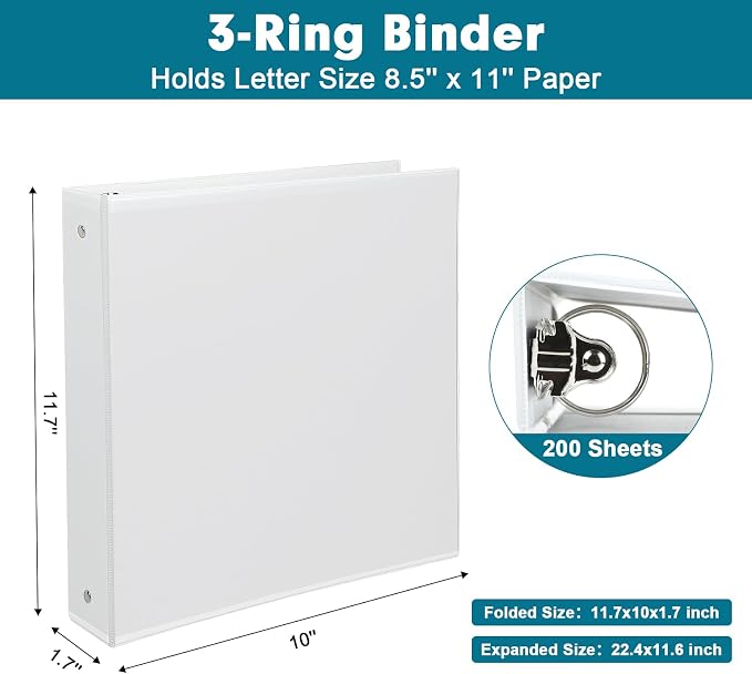 3 Ring Binder, LAYZZ 12 Pack 1 Inch Binders 3 Ring - Image 2