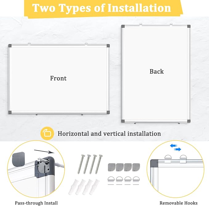 AMUSIGHT 2 Pack Double-Sided Magnetic Whiteboard, Aluminum Frame White Board - Image 2