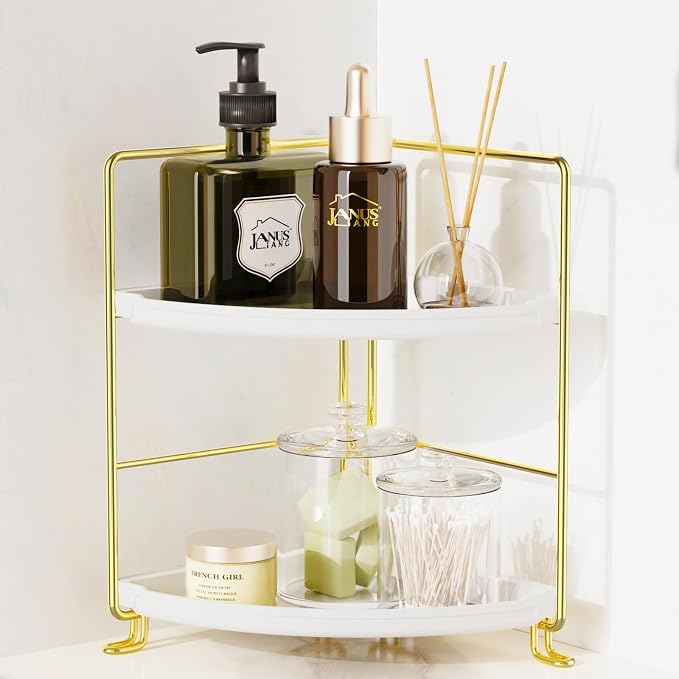 JANUS LiANG 2-Tier Corner Bathroom Countertop Organizer, Tiny Counter Corner by JANUSLiANG