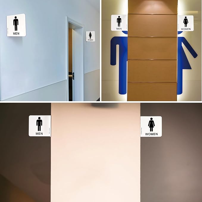 Faittoo Restroom Sign, Bathroom Signs, 4 Pack 6 x 6 Inches Acrylic Sign - Image 6