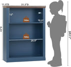 RWYHG 43" Blue Tall Bookshelf, 3-Tier Thick Wooden Book Shelf - Image 2