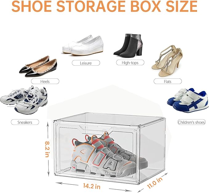 KOKOIN Magnetic Acrylic Clear Shoe Boxes – 360° Transparent Stackable Sneaker - Image 3