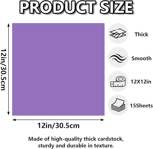 15 Sheets Purple Cardstock 12"x12", 250gsm/90lb Heavyweight Cover Cardstock - Image 2