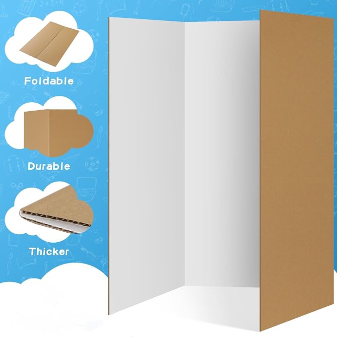 VinTS 36" x 48" Large Trifold Poster Board, 4 Pack White Corrugated Foldable - Image 2