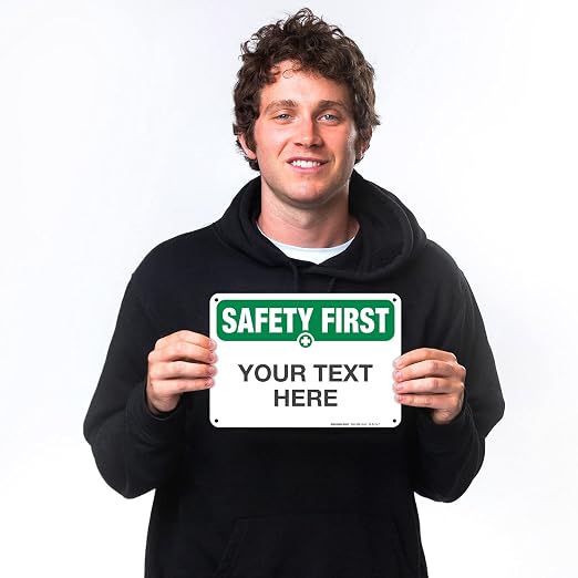 Custom Safety First Sign, OSHA Sign, 10x7 Inches, Rust Free .040 Aluminum - Image 2