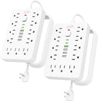 JouleLoom 2 Pack 6 FT Flat Plug Surge Protector Power Strip, 11 Multiple AC by JouleLoom