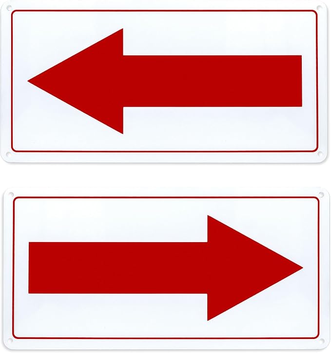 Red Arrow Sign Aluminum 10 x 5 Inch Heavy Duty Metal Waterproof Reflective by EVQ