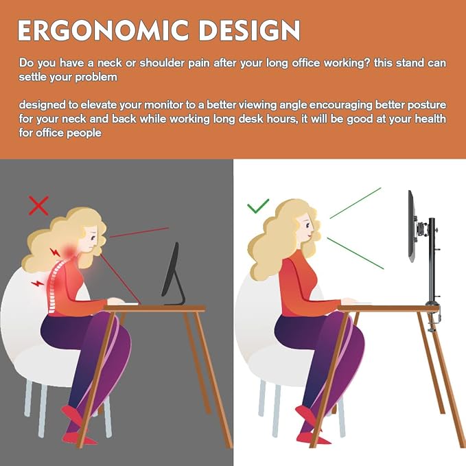 HEMUDU Single Desk Monitor Arm Mount Stand Fit - Image 8
