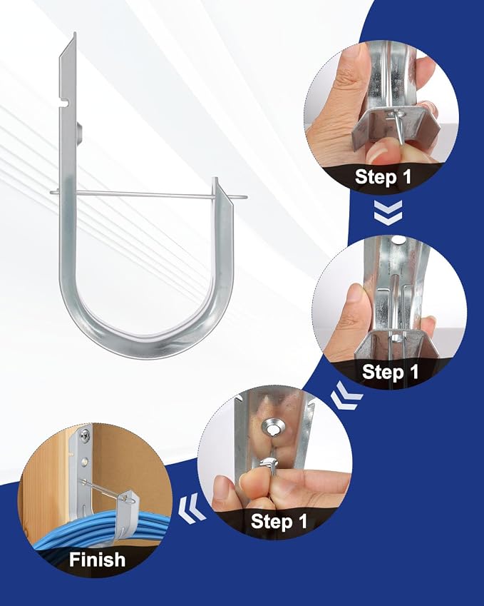 AOKLIT 2" Galvanized Steel J-Hooks, Heavy Duty Wall Mount Cable Support J Hook - Image 6