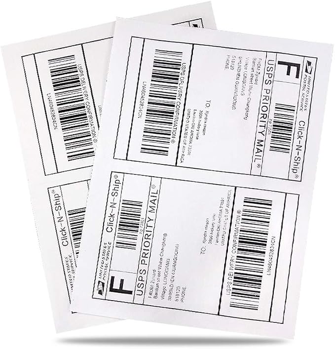 8.5" x 5.5" Half Sheet Self Adhesive Shipping Labels by RBHK