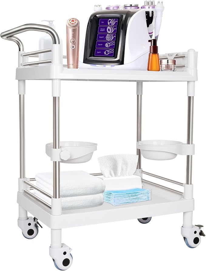 Mobile Utility Cart with Wheels Professional Medical Trolley Cart 220 Lbs Load by Enocreay