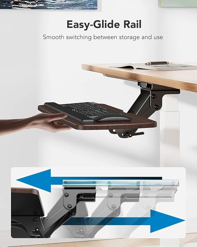 HUANUO Keyboard Tray Under Desk，360 Adjustable Ergonomic Sliding Keyboard & - Image 5