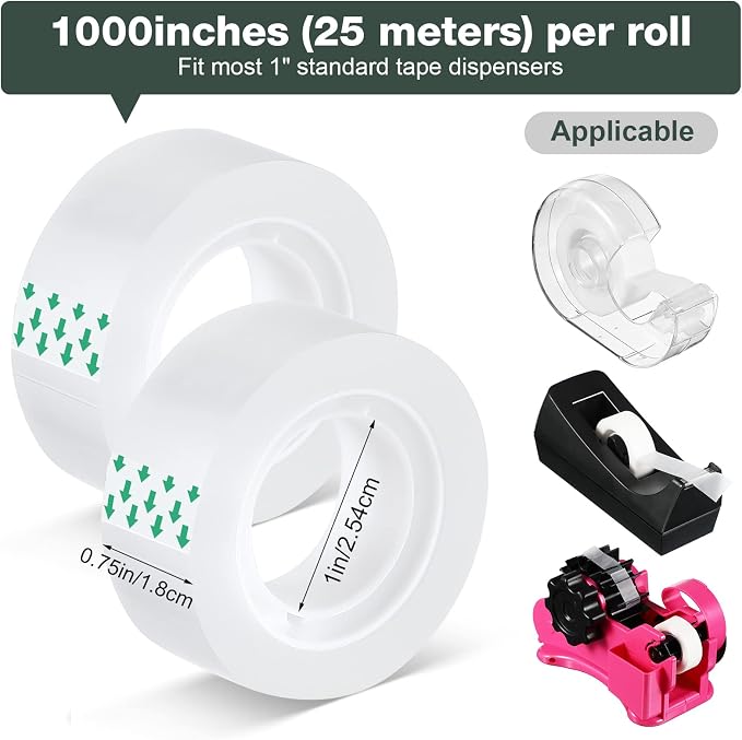 Pasimy 96 Rolls Clear Tape Bulk Strong Sticky Transparent Tape Refills - Image 2
