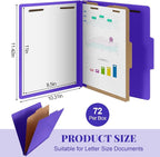Skyygemm 72 Pcs Classification Folders Letter Size, 1 Divider Pressboard File - Image 2