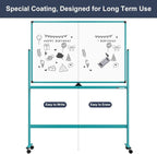 Mobile Whiteboard on Wheels, 48x32 Inches Rolling Whiteboard, Magnetic Dry - Image 5