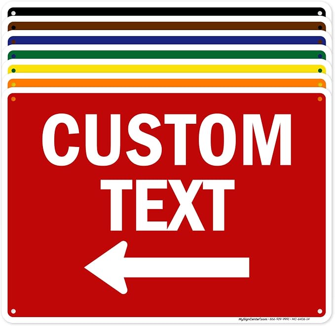 Custom Arrow, Custom Directional Sign, Left Arrow, 10x14 Inches, Rust Free .040 by MySignCenter