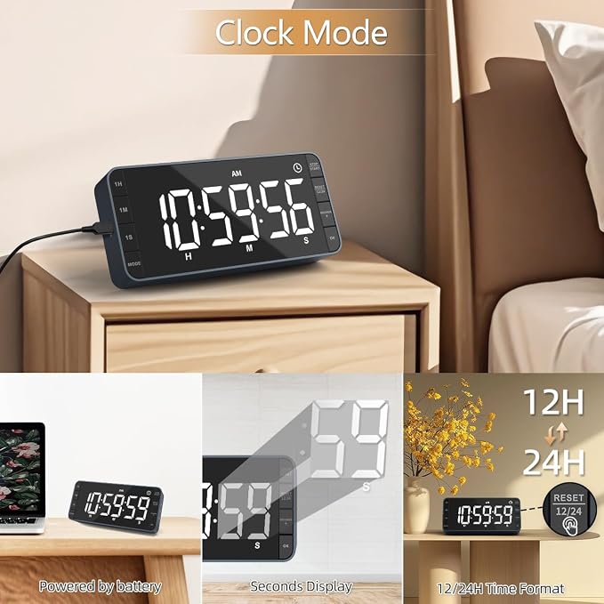 7.8'' Extra Large Rechargeable LED Kitchen Timer - Image 4