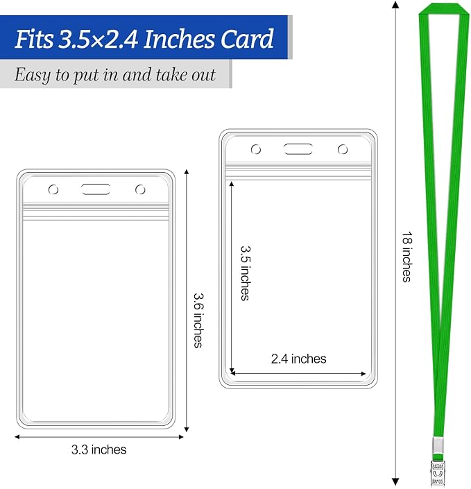 100 Pcs Clear Vertical Badge Id Card and 100 Pcs Lanyard, Reusable Lanyards - Image 2