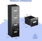 SUXXAN 4 Drawer File Cabinet, Metal Vertical Black Filing Cabinets - Image 3