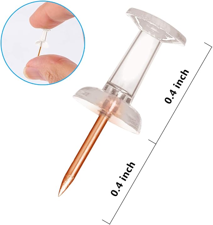 Yalis Push Pins 600 Count, Standard Rose Gold Pins Clear Thumb Tacks Steel - Image 2