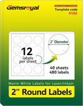 Gemsroyal 2 Inch Round Labels Printable, Matte White Printable Stickers by Gemsroyal