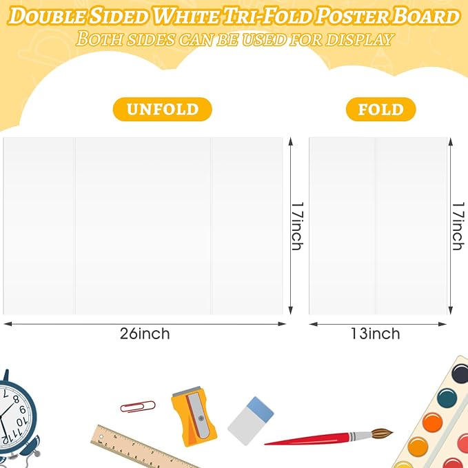 20 Pack Trifold Poster Board, School Projects, Graduation Party, Event Displays - Image 2