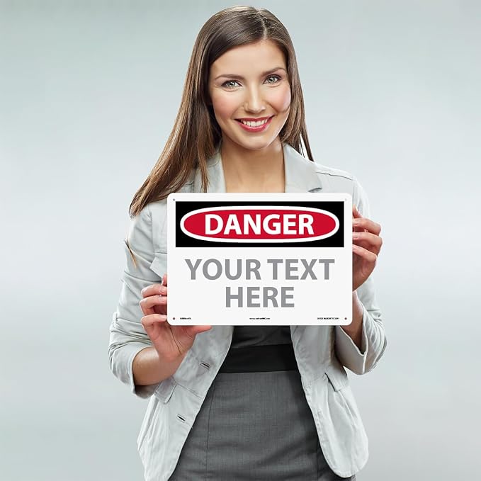 Custom OSHA Style Danger Sign 10" x 14" Aluminum Sign, Customizable "Your Text - Image 2