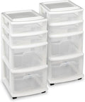 HOMZ 2-Pack Drawer Tower, 4-Tier Clear Plastic Storage Organizer Cart, and by Homz