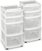 HOMZ 2-Pack Drawer Tower, 4-Tier Clear Plastic Storage Organizer Cart, and by Homz