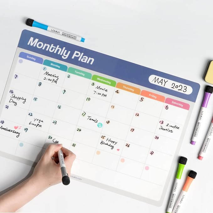 Loukin Dry Erase Calendar Set, Monthly Planner and Checklist, Electrostatic - Image 5