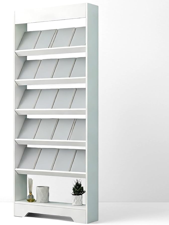 LHIUGE 6-Layer Brochure Display Rack, Freestanding Wooden Magazine Rack by LHIUGE