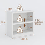 Bevfint 30" Bookcase, 2-Tier Display Shelves Open Storage Organizer, Book Case - Image 2