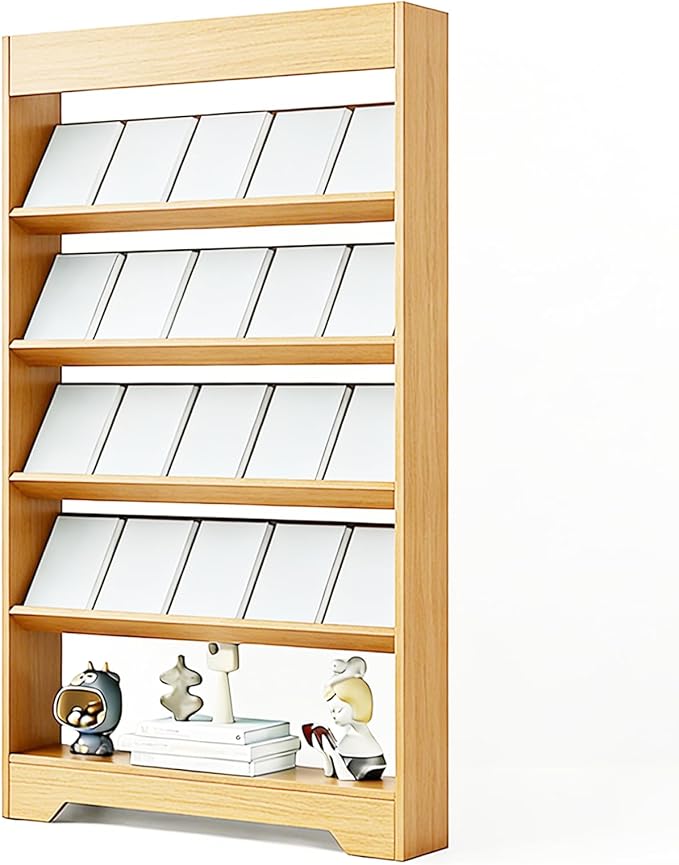 LHIUGE 5-Layer Brochure Display Rack, Freestanding Wooden Magazine Rack by LHIUGE