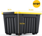 Nazhura 97 Quart Plastic Storage Bin, Stackable and Nestable Storage Boxes - Image 2