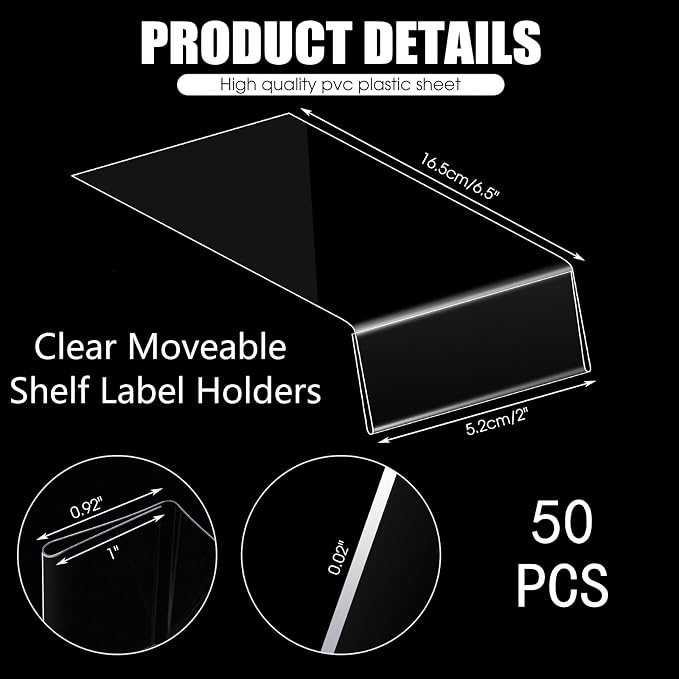 Containlol 50 Pcs Moveable Shelf Label Holders - Image 2