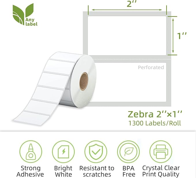 2" x 1" Direct Thermal Label, Paper - Image 2