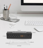 Under Desk Power Strip with 3M Adhesive, Removable Under Desktop Mount Plug - Image 4