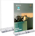 vrupin 2 Pack 8.5x11 Acrylic Sign Holder, Acrylic Frame Natural Marble Base by Vrupin