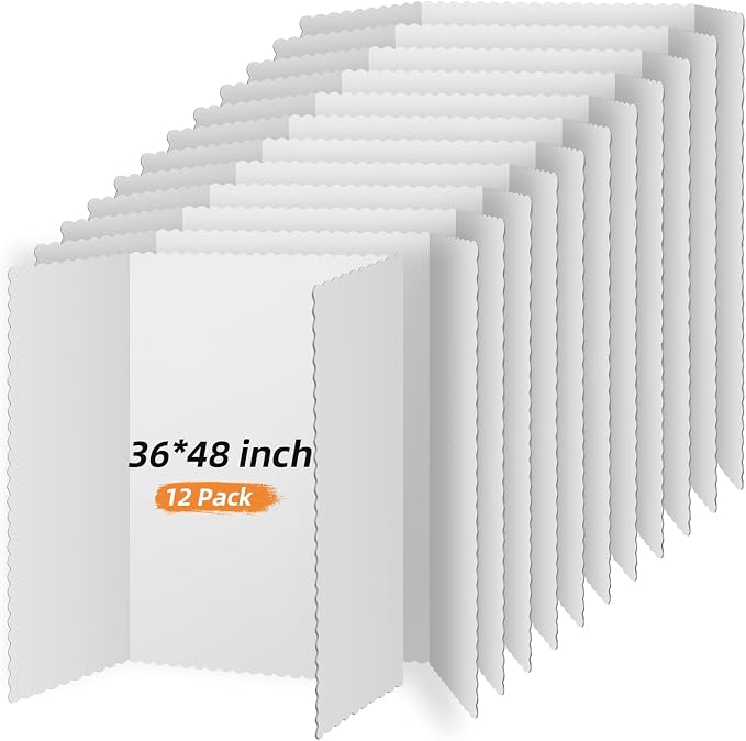Henoyso 12 Pcs 36 x 48 Inch White Trifold Poster Board Large Tri Fold by Henoyso