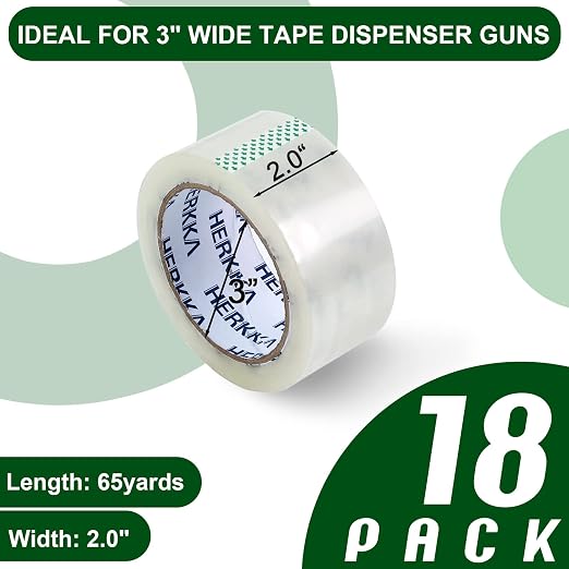 HERKKA Clear Packing Tape, 18 Rolls Heavy Duty Packaging Tape - Image 3