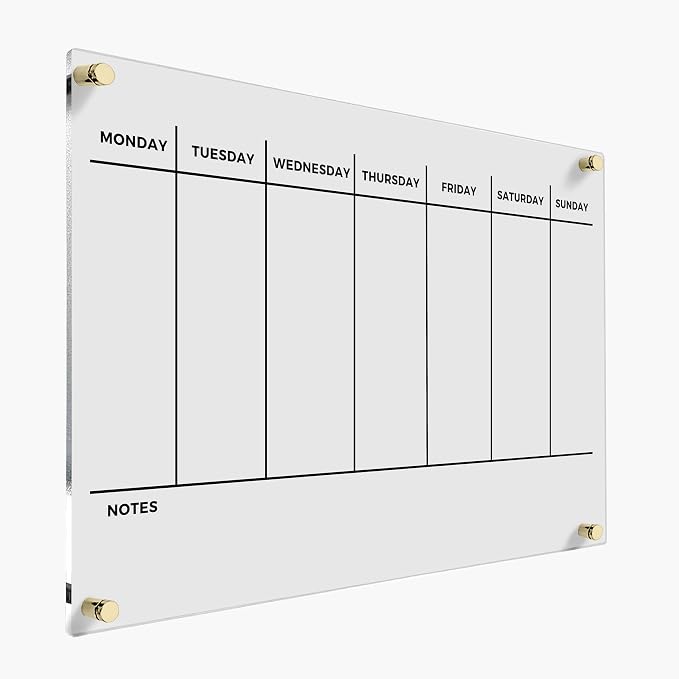 WEEKLY PLANNER Acrylic Wall Personalized Calendar 2026 Personalized Dry Erase by CustomSignExpress