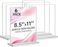 Yeahjiae 6 Pack T-Shaped Acrylic Sign Holder 8.5 x 11, Double Sided Clear Stand by Yeahjiae