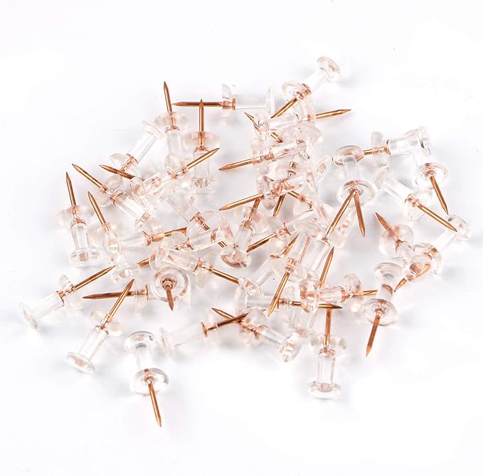 Yalis Push Pins 600 Count, Standard Rose Gold Pins Clear Thumb Tacks Steel - Image 3