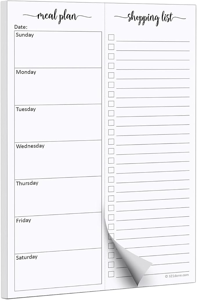 321Done Magnetic Meal Planning Pad, Meal Plan Grocery List Combo, Made in USA by 321Done